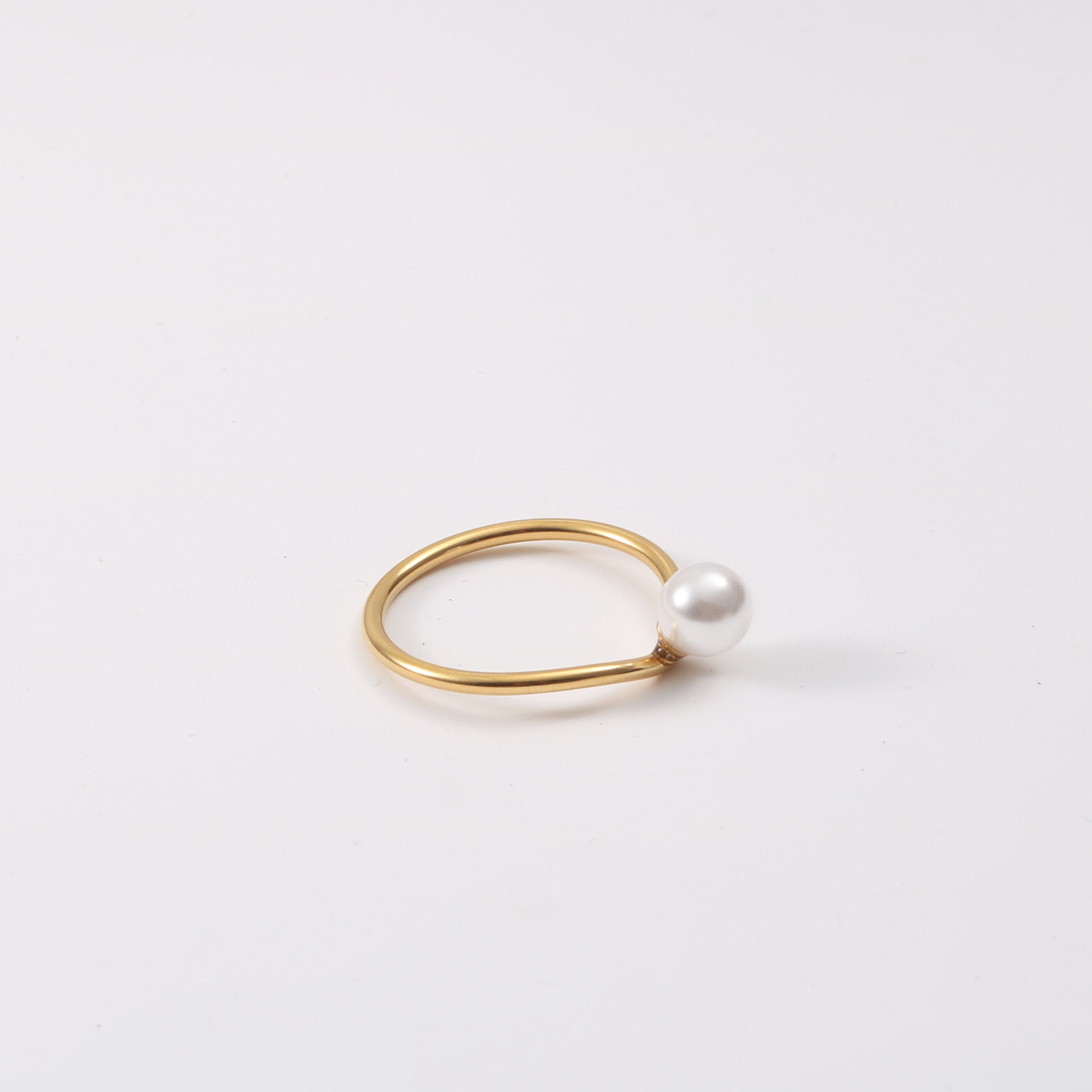 Title 6, Pearl Titanium Steel Plated 18k Gold Ring