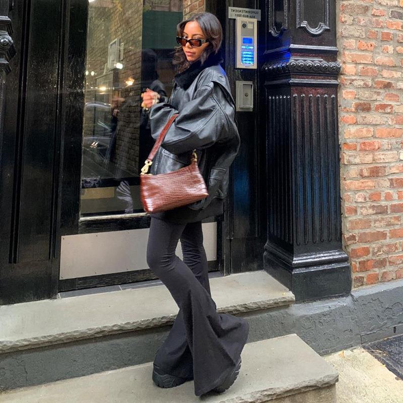 Women's Casual Solid Color Slim High Waist Bag Hip Flared Pants