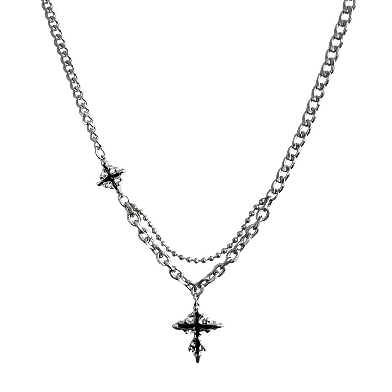 Title 2, Black Cross Necklace Men