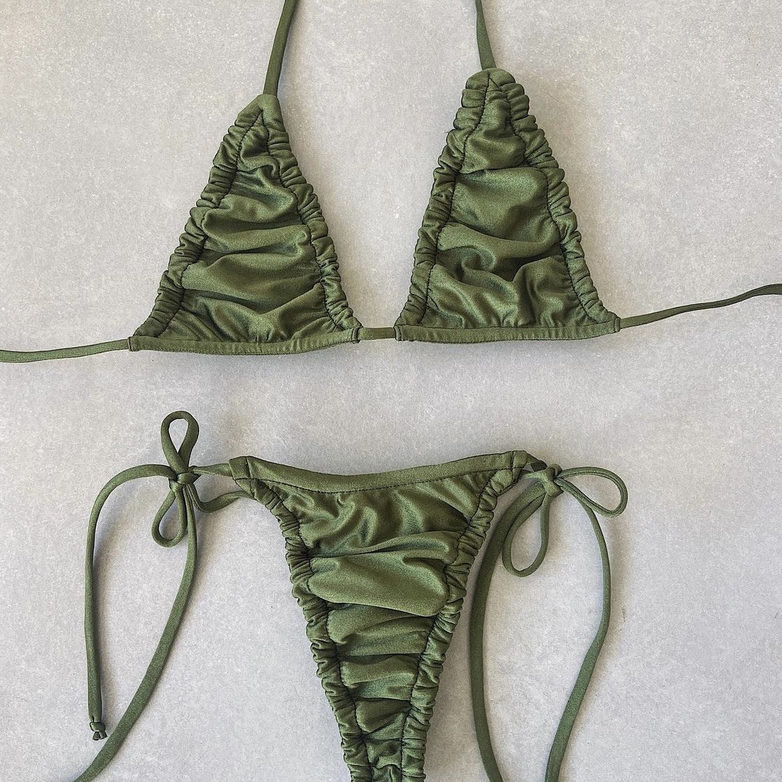 Title 3, New Straps Solid Color Bikini Split Ladies Swim...