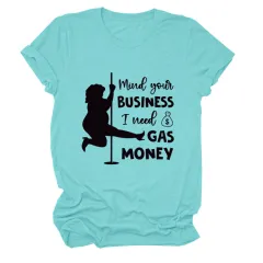 Round Neck Fashion Short Sleeve Loose T-Shirt - Blue - View 1
