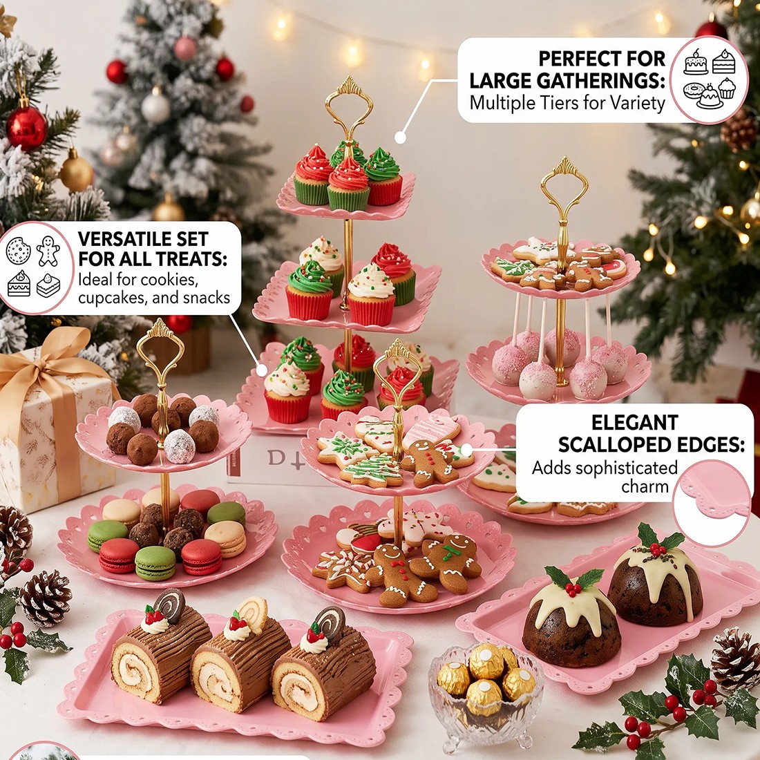 6pcs Cake Stand Afternoon Tea Wedding Plates Party Embossed