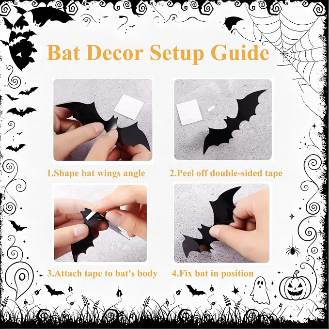 Halloween Witch Shoes Hanging Ornament, 3D Witch Boot Decor With 24 Bats For Door, Wall, Tree, Porch And Party Decorations 6