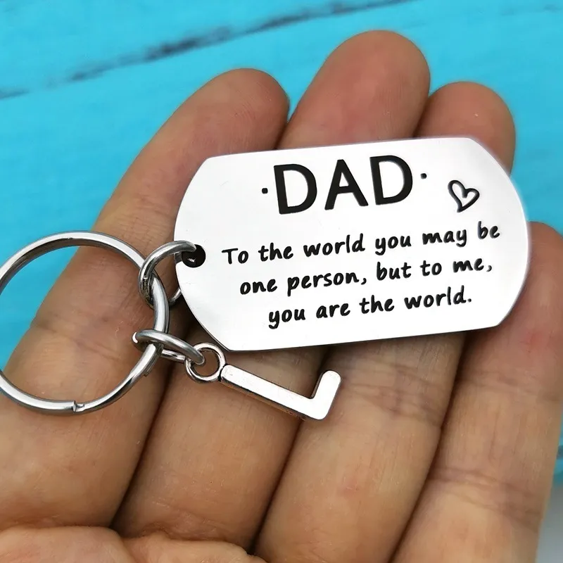 Parents' Stainless Steel Keychain 26 Letters - Dad Silver