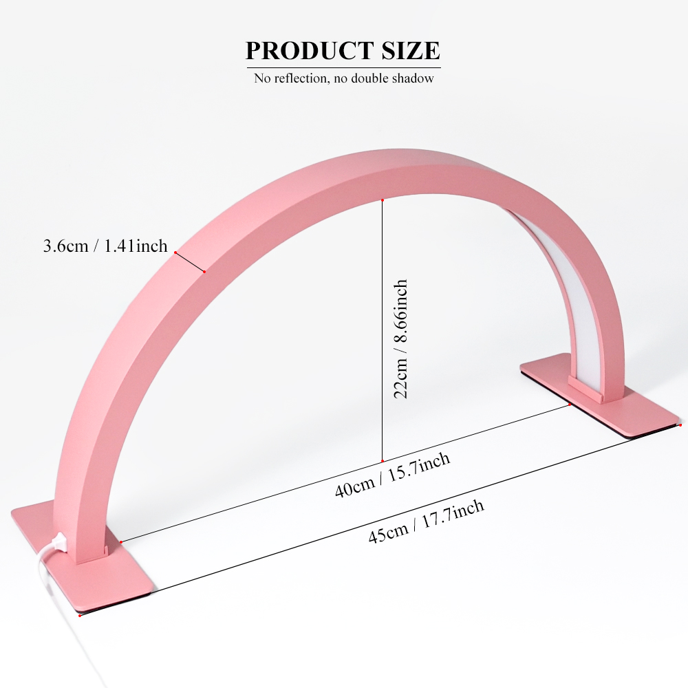 Half Moon Light For Nail Desk, 17inch Professional LED Light With 3 Color Temperatures & Dimmer, Multi-Purpose Lighting For Eyelash Extensions, Nail Art, Tattoos, Reading 4