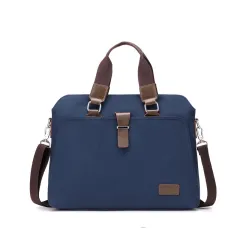 Men's Business Casual Oxford Cloth Handheld One Shoulder Canvas Briefcase - Blue - View 1