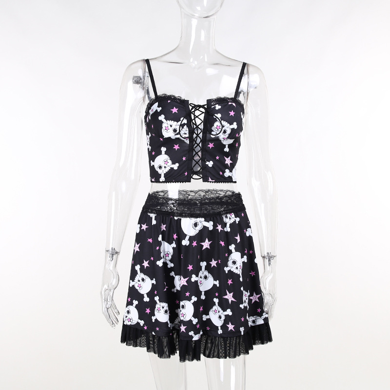 Cute Soft Cute Girl Heart Girl Heart Star Skull Skirt