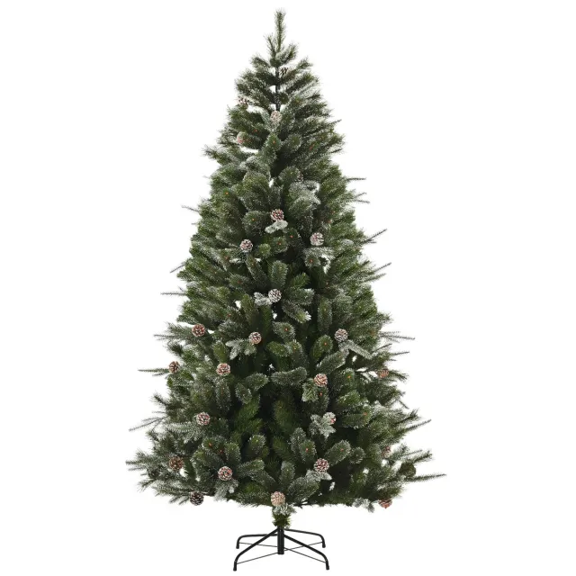 HOMCM 7FT Artificial Christmas Snow Pine Tree Holiday Home Xmas Decoration With Automatic Open, Pinecone, Green Green - Shop at LoveMi