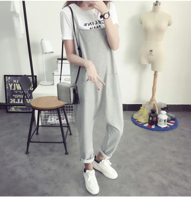 Relaxed Maternity Overalls Grey - Shop at LoveMi