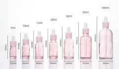 Glass Fine Oil Bottle Avoid Light Glue Head Dropper Bottle Stock Bottling Cosmetics - Pink - View 1