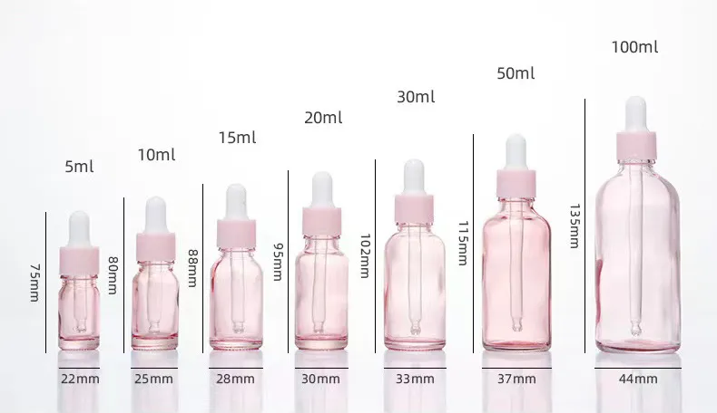 Glass Fine Oil Bottle Avoid Light Glue Head Dropper Bottle Stock Bottling Cosmetics - Pink
