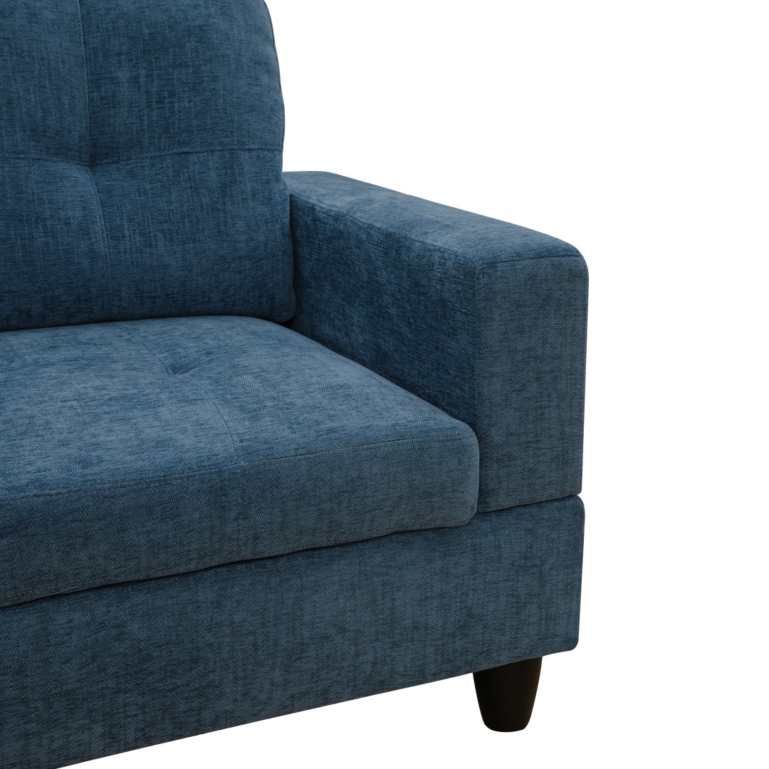 Pickup Only--Blue Flannel 3-Piece Couch Living Room Sofa Set