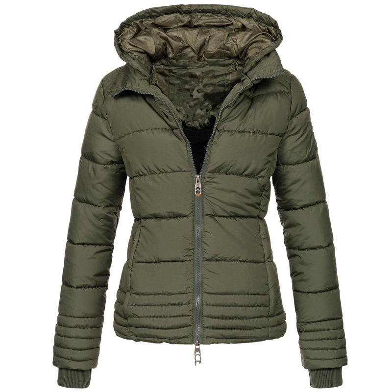 Slim Korean Hooded Cotton Jacket Loose Cotton Jacket Army Green - Shop at LoveMi