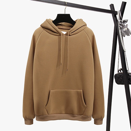 Title 1, Pure Color Plus Velvet Padded Hooded Sweater