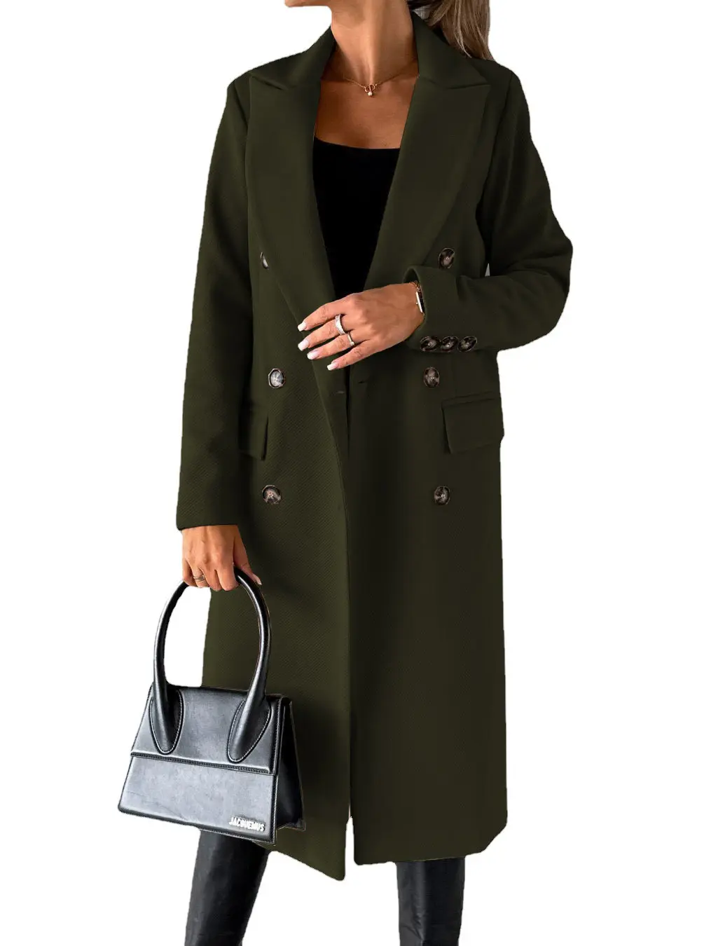 Double Breasted Lapel Coat Winter Fashion Solid