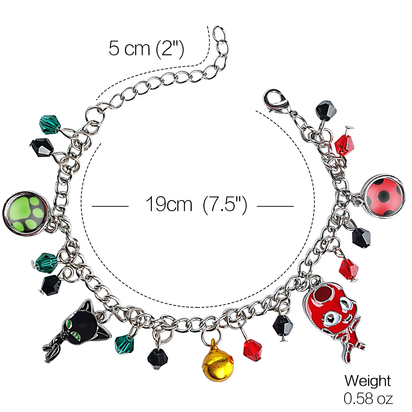 Ladybug-Superhero-Cat-Bracelet-Charm-Crystal-Bead-Bangle-Kids-Cosplay-Adjustable-Jewelry