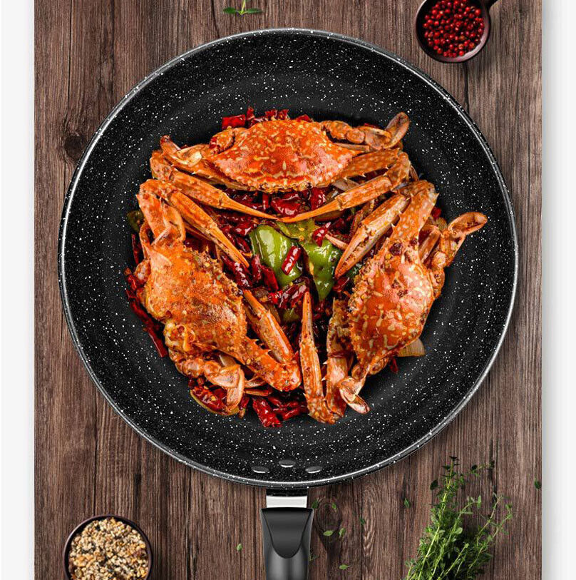 30CM Non-Stick Frying Pan Skillet Saute Tempered Glass Lid Granite Coating — image 12