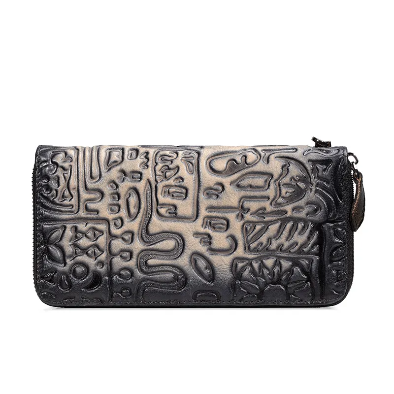 New Women's Vintage Oracle Leather Clutch Wallet - Black
