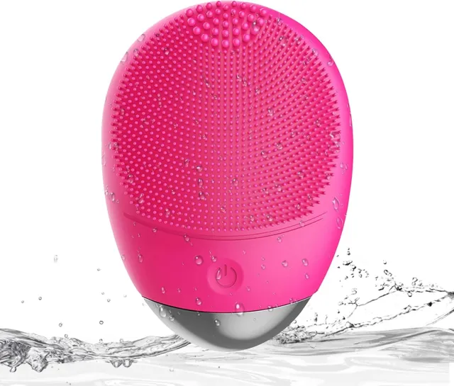 High Frequency Vibration Silicone Facial Cleansing Brush USB Rechargeable Electric Waterproof Silicone Facial Cleanser Thanksgiving Gift Christmas ... Red - Shop at LoveMi