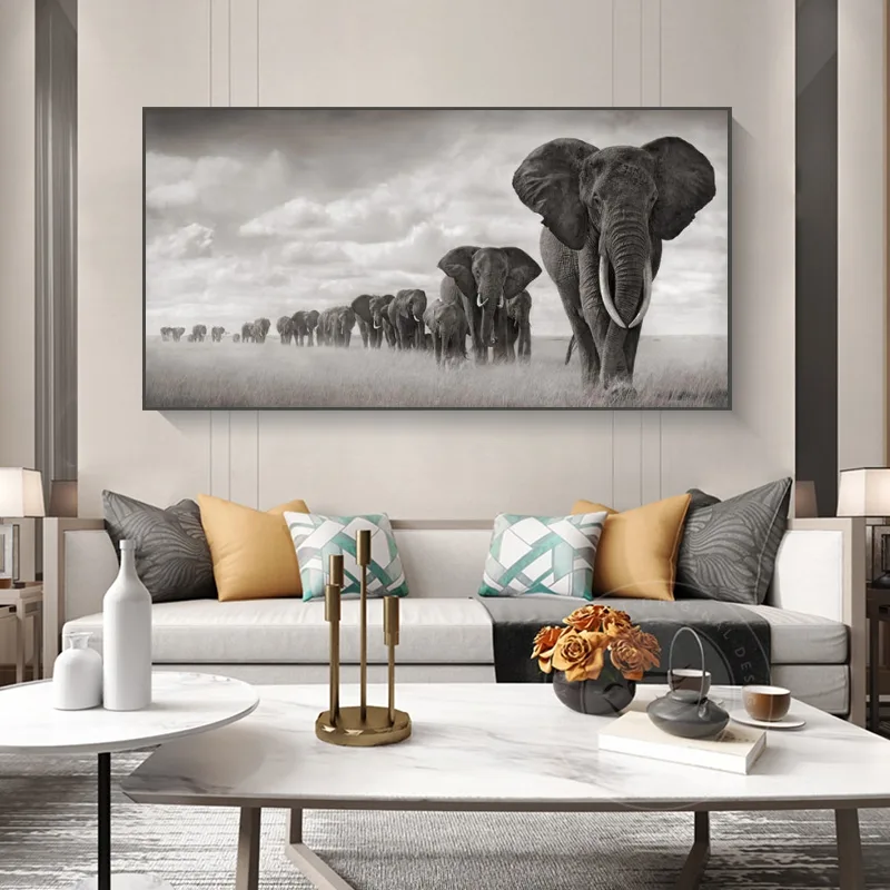 Canvas African Elephant on Wall Poster and Printed Animal