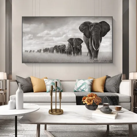 Canvas African Elephant on Wall Poster and Printed Animal
