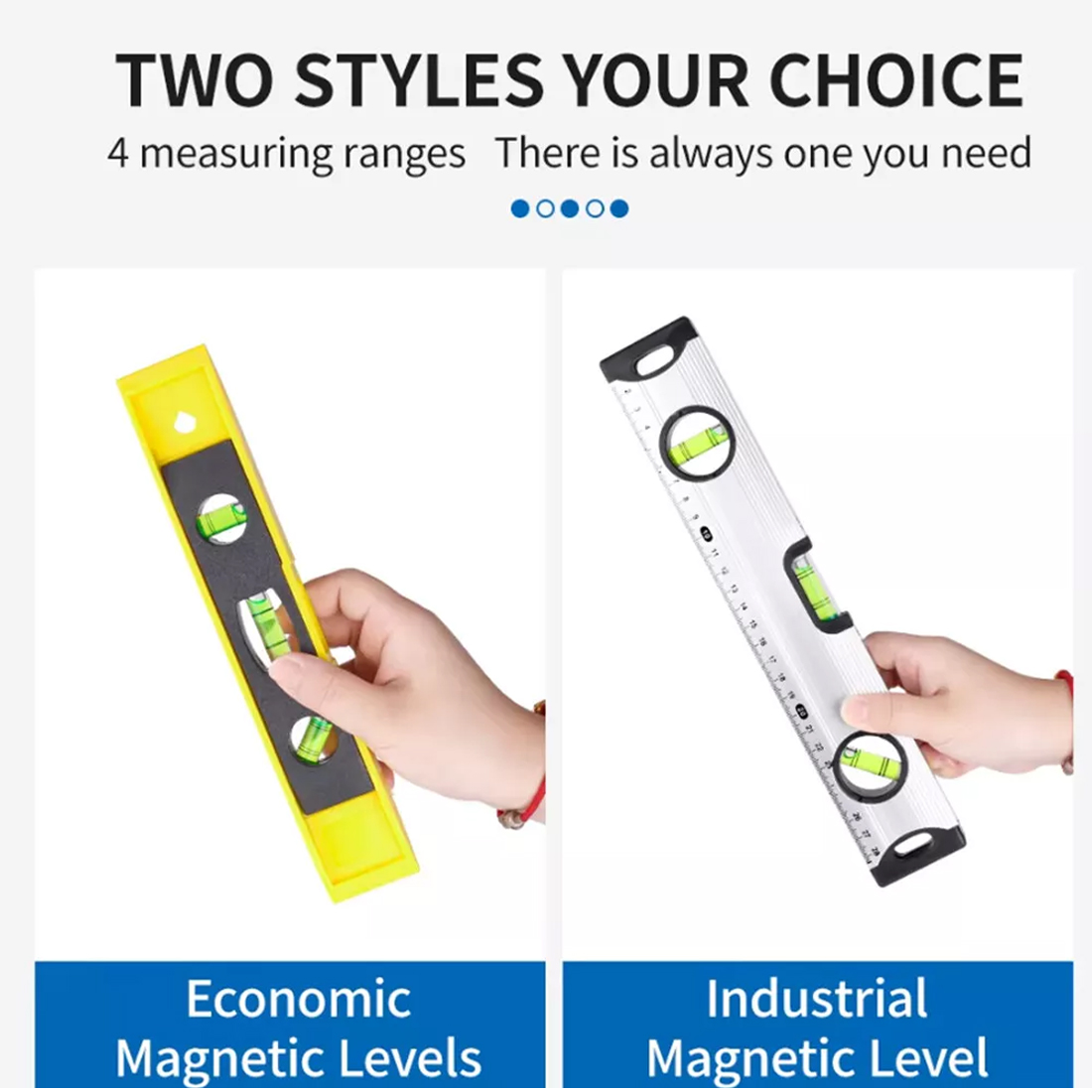 MAGNETIC 3 PIECE BUILDERS BUILDING SPIRIT LEVEL SET - 300, 600, 1000mm Yellow — image 2