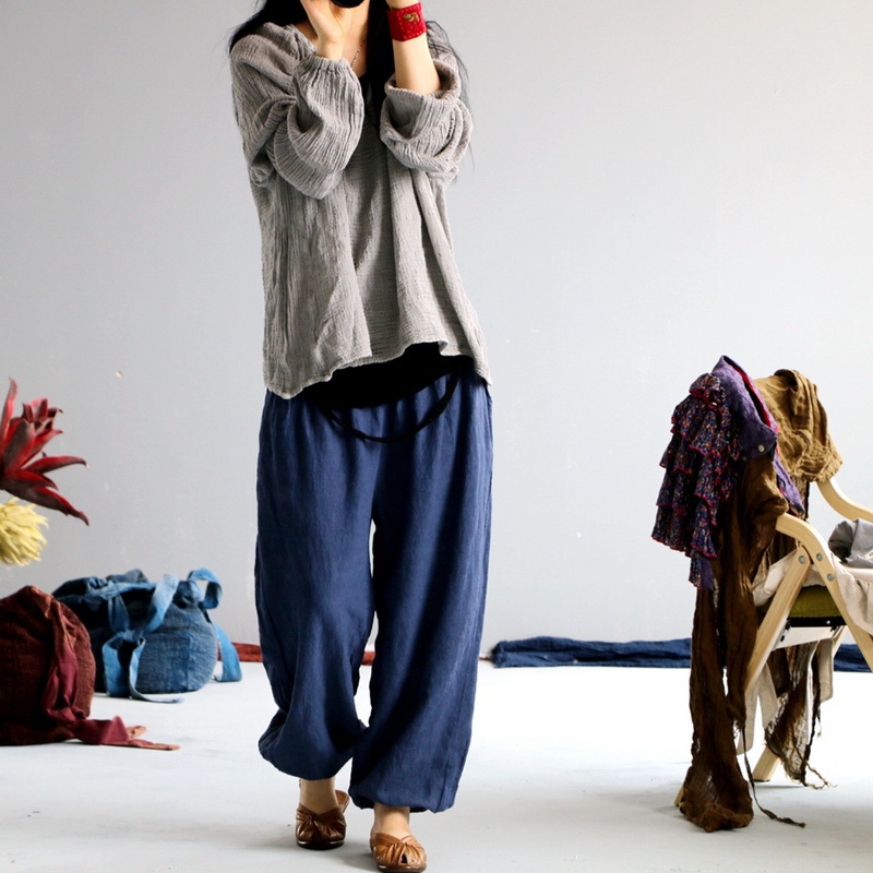 Sparse Texture Cotton And Linen Thin Literary Top