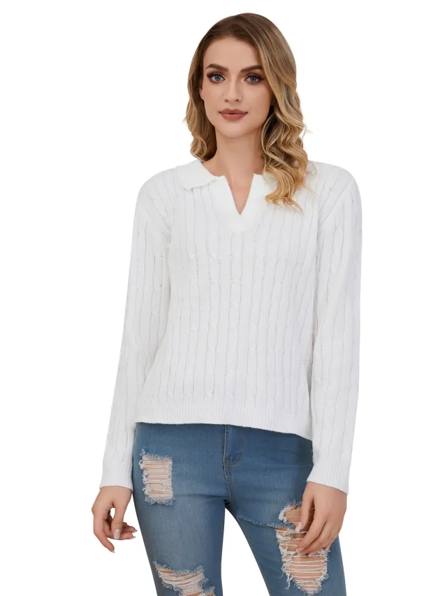 Women's Solid Color Long Sleeved Shirt White - Shop at LoveMi