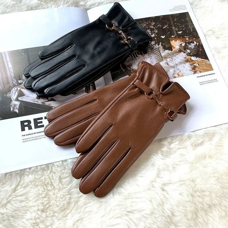 Gloves Women's Winter Warm Plus Fleece PU