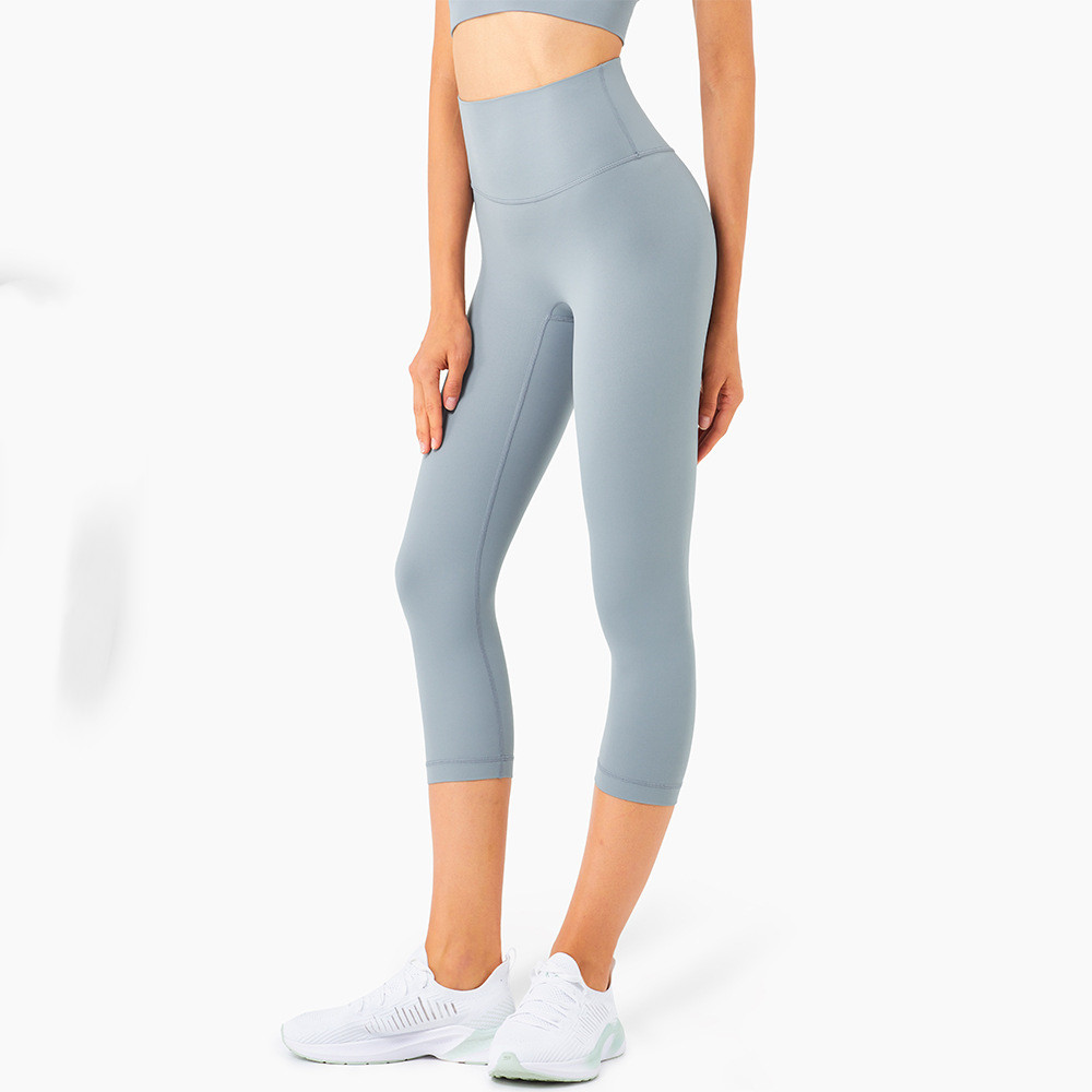 Title 1, High-waisted tight yoga pants with a peach butt...