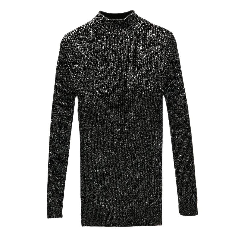 Half Height Round Neck Pullover Sweater With Long Sleeves