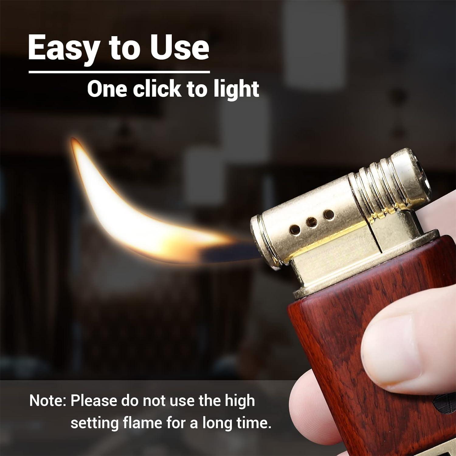 Soft Flame Wooden Pipe Lighter - Gift. Premium Quality:This lighter is made of premium ebony wooden housing and zinc alloy assembly for durable use.Its simple, compact, elegant and unique designed makes it a perfect gift for Birthday,Christmas,Halloween,B