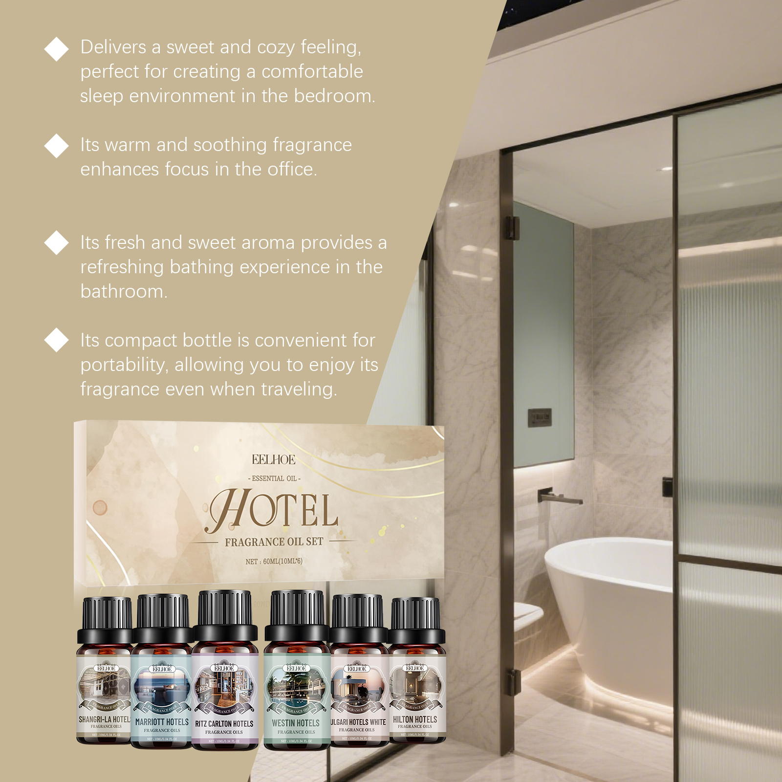 Hotel Fragrance Oil Set, 6 Pack Premium Scented Oils For Diffuser, Candle Making & Room Spray, Aromatherapy Essential Oils Gift Set For Home