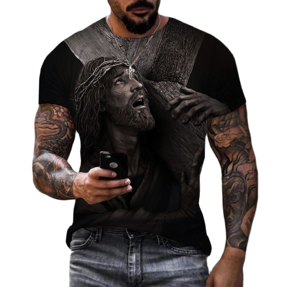 Title 2, 3D Printed Short Sleeve Character T Shirt Breat...