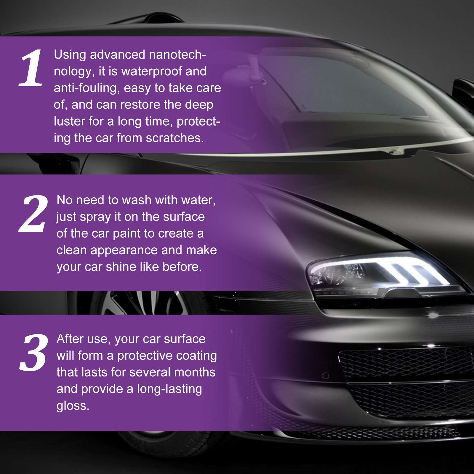 EELHOE Purple Coating Hand Spray Wax Micro-coating Car Coating Agent Spray Coating Car Nano Coating Agent 3