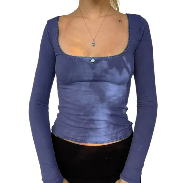 Floral Lace Solid Color Top Blue - Shop at LoveMi