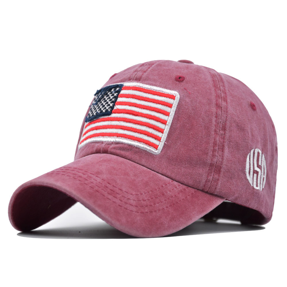 Men's Embroidered National Flag Water-washed Soft-brim Adjustable Anniversary Festival Celebration Casual Fashionable Baseball Cap For Daily Outdoor Activities