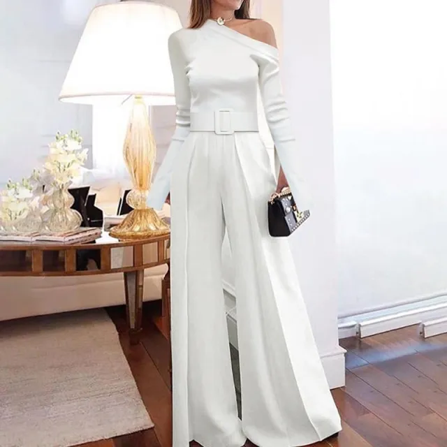 New Style Long sleeved Jumpsuit Slim Casual Wide leg Pants White - Shop at LoveMi