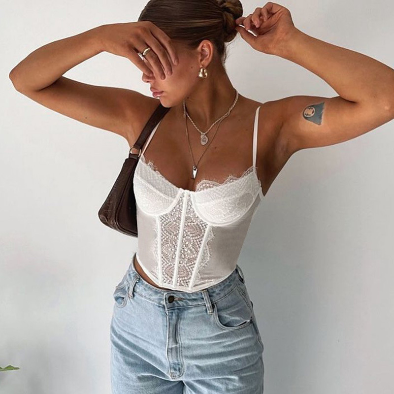 Title 10, Hollow Sexy Lace Pleated Tube Top Strap Women