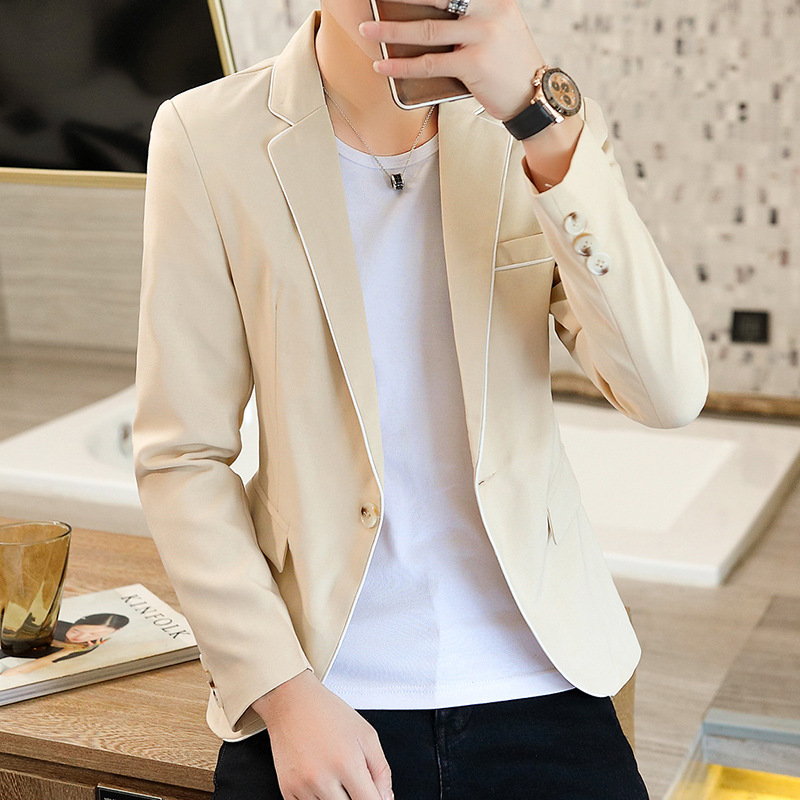 Handsome And Slim Korean Version Of The Trendy Youth Single Button Hair Trendy Fashion