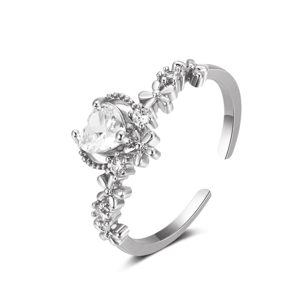 Japan And South Korea Retro Creative Diamond Love Flower Ring