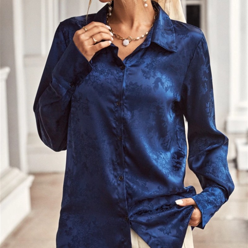 Jacquard Floral Loose Women's Shirt