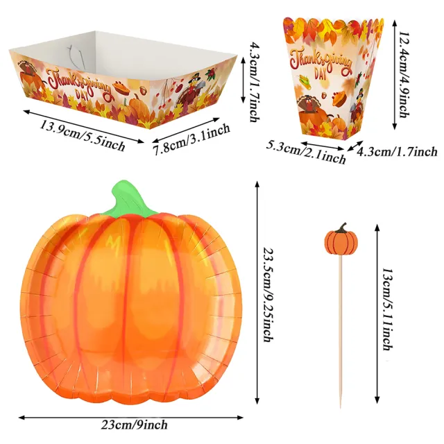 Thanksgiving Party Tableware Set Include Pumpkin Paper Plates Popcorn Boxes Food Trays With Fall Cocktail Picks Disposable Fall Harvest Dinnerware ... W13732753 - Shop at LoveMi