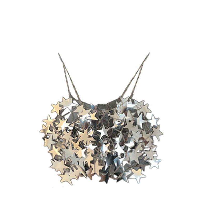 Metallic Five-pointed Star Skirt Suit