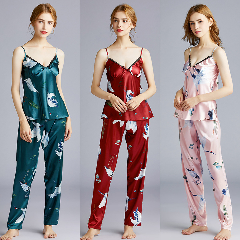 Title 5, Silk sling pajama set for women Experience luxu...