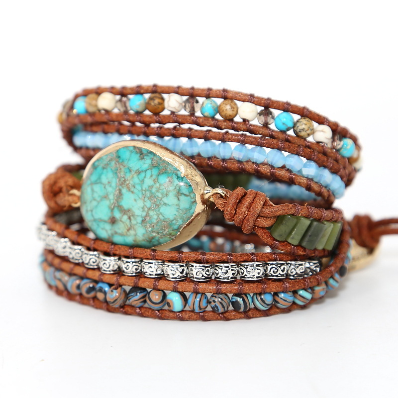 Imperial Turquoise Hand-woven Leather Hand String