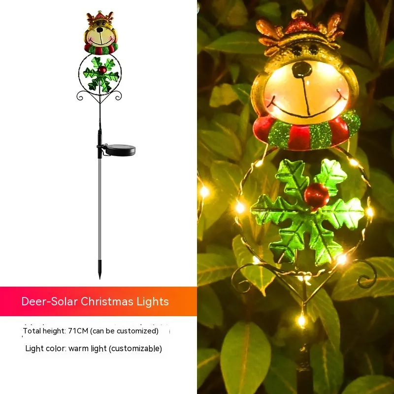 Solar Christmas Led Snowman Elk Ground Plug Light – image 6