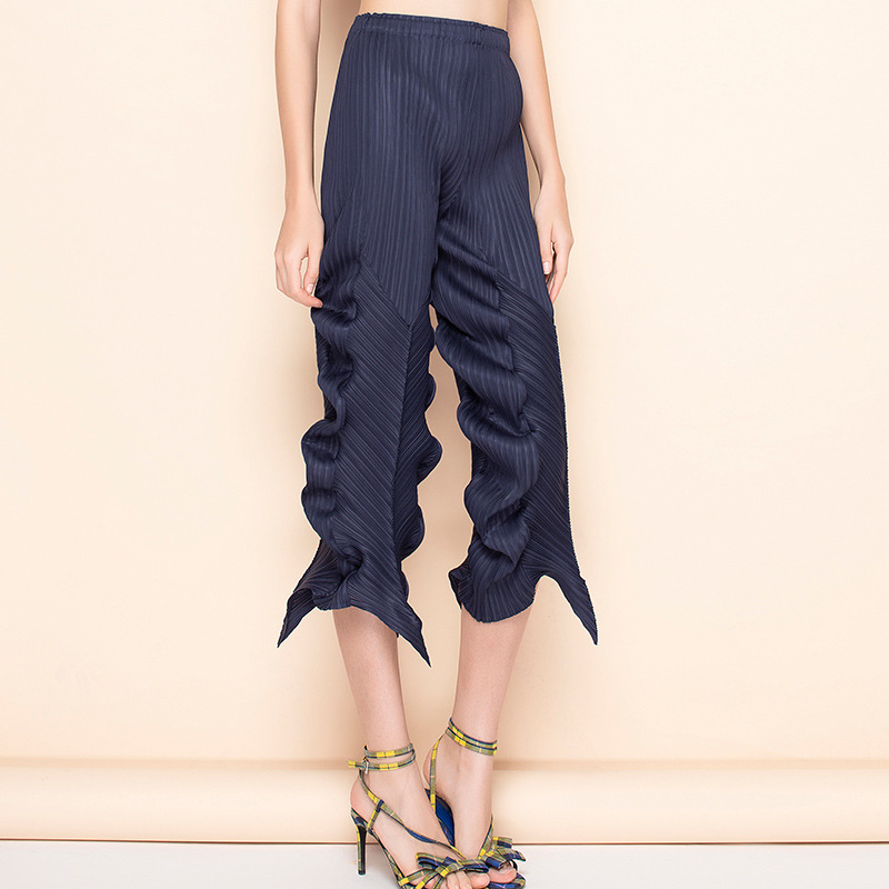 Title 4, Folded Kelp-Shaped Stretch Loose Casual Pants f...