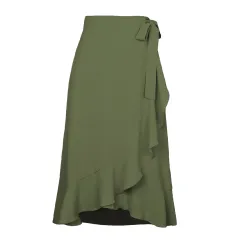 One-piece Lace-up Irregular Pack Buttock Solid Color Skirt - Army Green - View 1