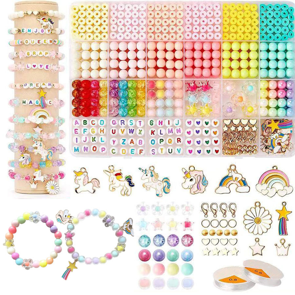 1340Pcs Flat Clay Beads Round Loose Beads Pendants Kit Craft DIY For Bracelet